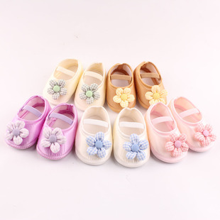 Foreign Trade Ins Button Flower Baby Shoes 0-1 Year Old Baby Shoes Soft Sole Toddler Shoes Ins Newborn Shoes Princess Shoes