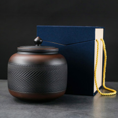 紫陶茶葉缶家庭用陶磁器プーアル茶覚醒茶缶貯蔵タンク中号復古単缶シンプル家庭用ギフトボックス