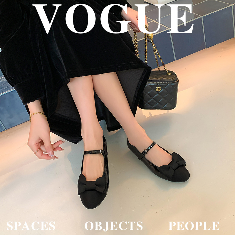 Zapatos Mary Jane con Correa y Punta Redonda para Mujer, Estilo Coreano, Novedad de Primavera 2025, con Lazo Dulce, Estilo Influencer