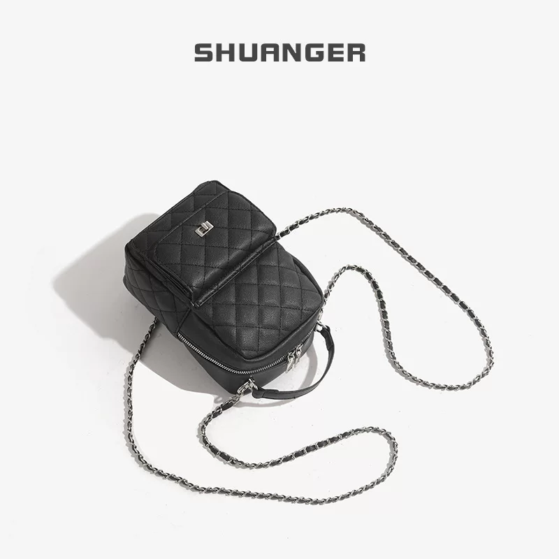 Spring small chain, school bag, design backpack, one-shoulder bag, Chanel style
