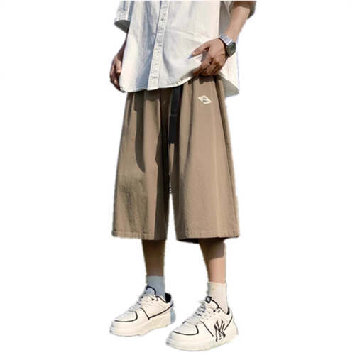 Summer 7/8 Length Men's Loose Oversize Japanese Knee-Length Shorts Streetwear Brand American Wide Leg Casual Versatile New Arrival