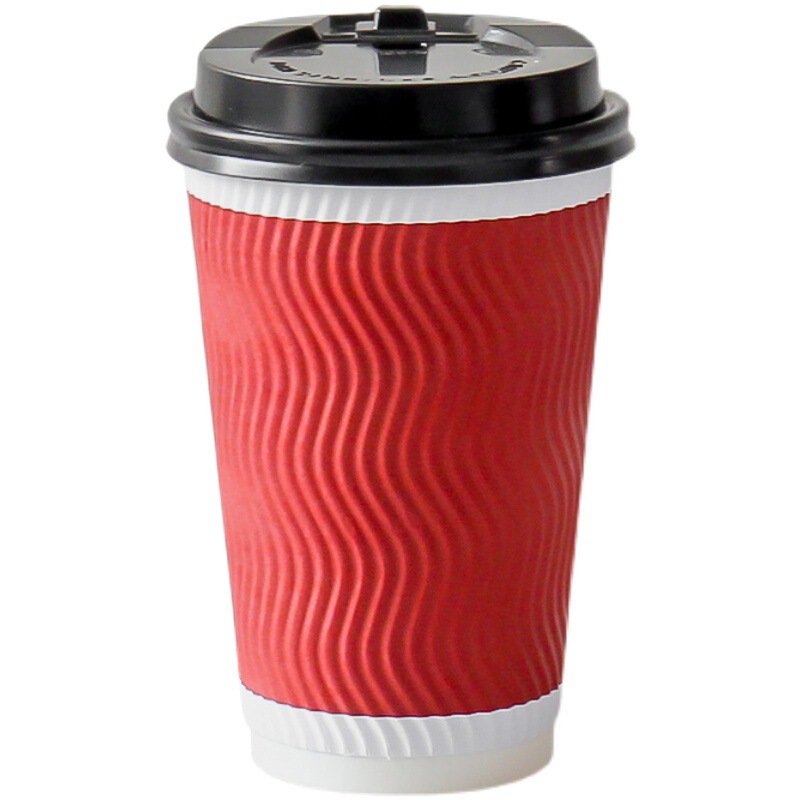 一次性纸杯瓦楞杯热饮咖啡杯带盖加厚外带打包杯奶茶杯子家用|undefined