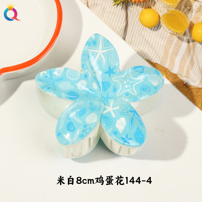 Qiyue クロスボーダー UV プリントフルーツクリップ韓国スタイルの高級エッグフラワー後頭部ヘアピン気質サメクリップ|undefined
