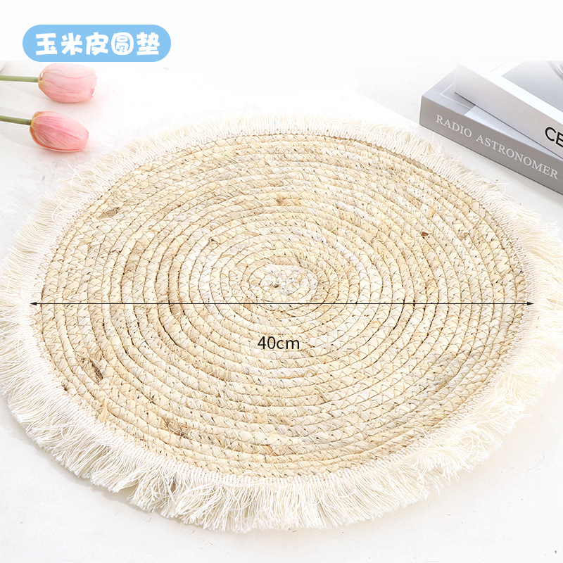 옥수수 껍질 라운드 매트 40cm