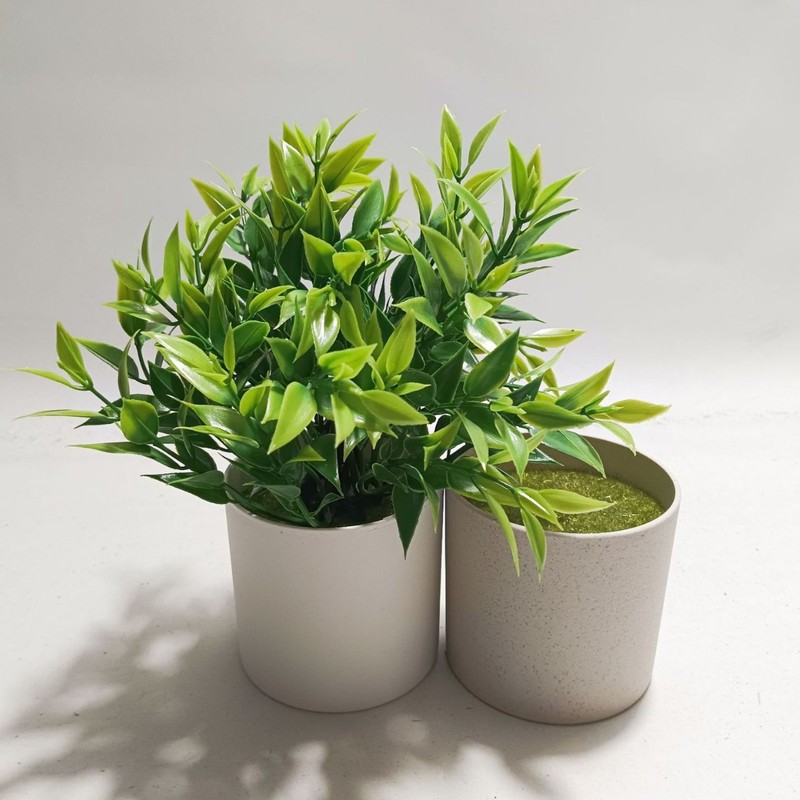 Amazon 模擬小さな鉢植え装飾品ホーム小さなユーカリ竹の葉デスクトップ装飾造花プラスチック小さな新鮮な|undefined