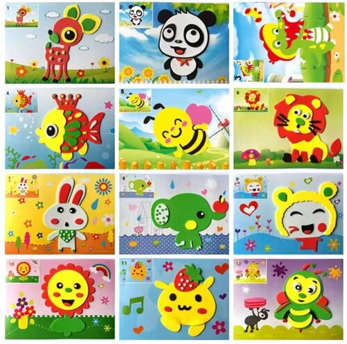 Middle class intelligent toy EVA sticker painting children's handmade material kit kindergarten DIY puzzle 3D sticker