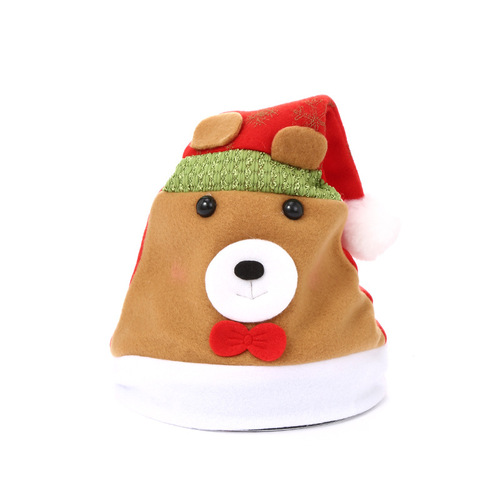 Christmas decorations, plush Christmas hat, snowflake Santa reindeer cartoon Christmas hat, cross-border Christmas hat batch