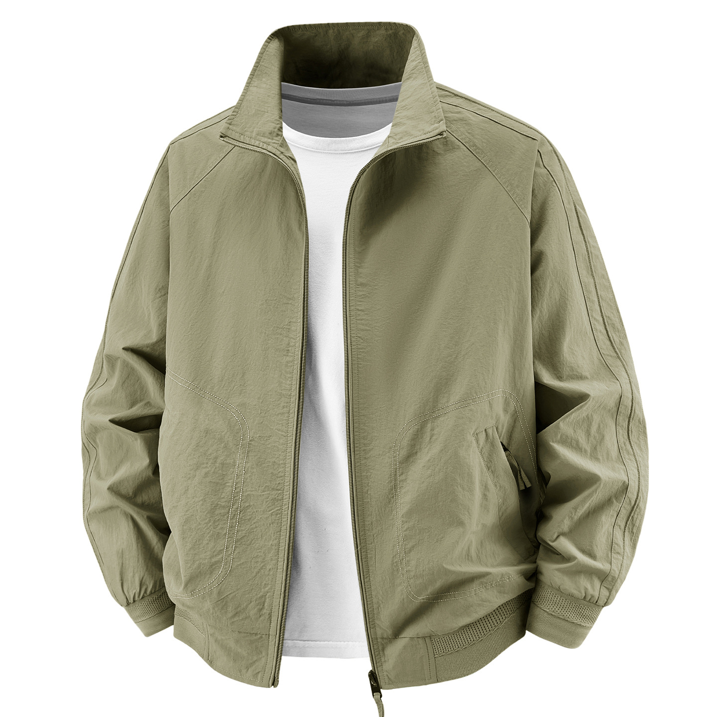 跨境夹克男秋季新款外套青年潮流简约棒球领夹克衫