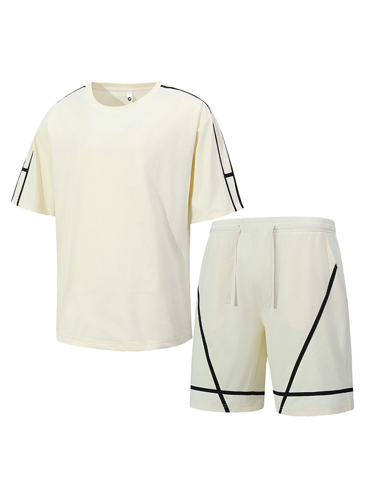 2025 verano nuevo estilo pantalones cortos de manga corta para hombres adolescentes traje de ocio deportivo marca de moda casual traje de dos piezas para hombres