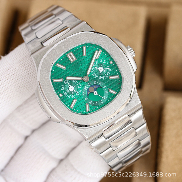 Replica 5726 Nautilus Series Multifunción Reloj mecánico para hombre Calendario Reloj simple de correa de acero de negocios Cronógrafo para hombre