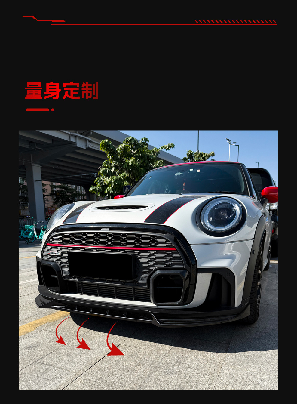 Suitable for 2022-2023 Mini Cooper JCW Mini One F55F56F57 front lip modification