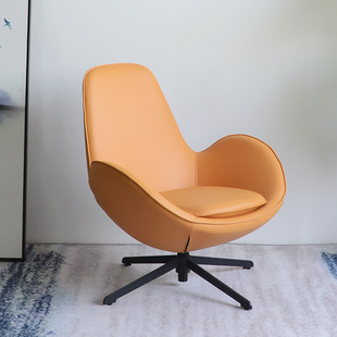 Nordic Single Sofa Chair, Balcony Lazy Swivel Lounge Chair, Designer Egg-Shaped Bedroom Chair, Light Luxury Style
