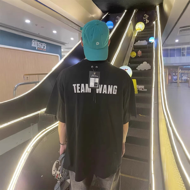 Apocalypse Edition Team Wang Heavyweight Original White Silicone Reflective Short Sleeve T-Shirt for Men, Loose Fit, Same Style as Jackson Wang