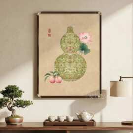 新中式福禄葫芦装饰画小尺寸饭厅挂画客厅电视柜摆画卧室床头壁画