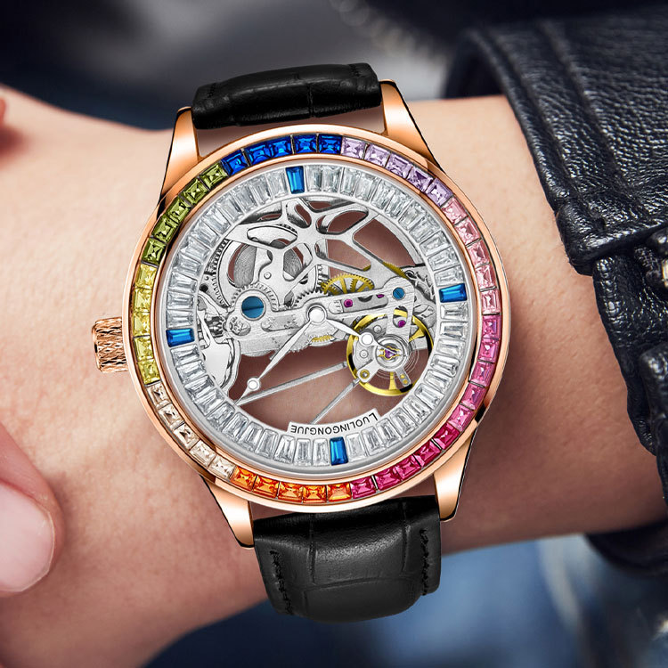 Duke of Lorraine 1970 Rainbow Circle Hollow Fully Automatic Mechanical Watch Men's Watch Diamond Waterproof Luxury Factory Wholesale