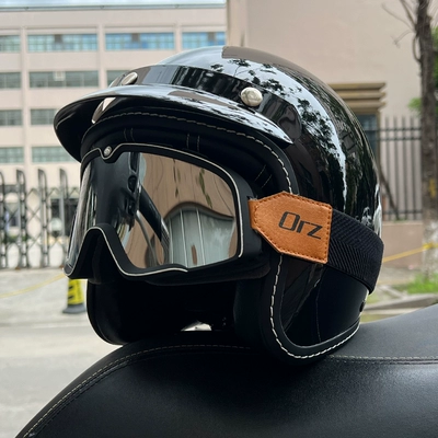 be equipped with Bluetooth — Motosiklet dəbilqələri - m-bright-black-retro-black-and-silver-goggles