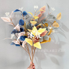 小叉ユーカリ葉ユーカリ葉脈ネット赤ユーカリ葉リンゴ葉背景壁装飾花材葉材偽花
