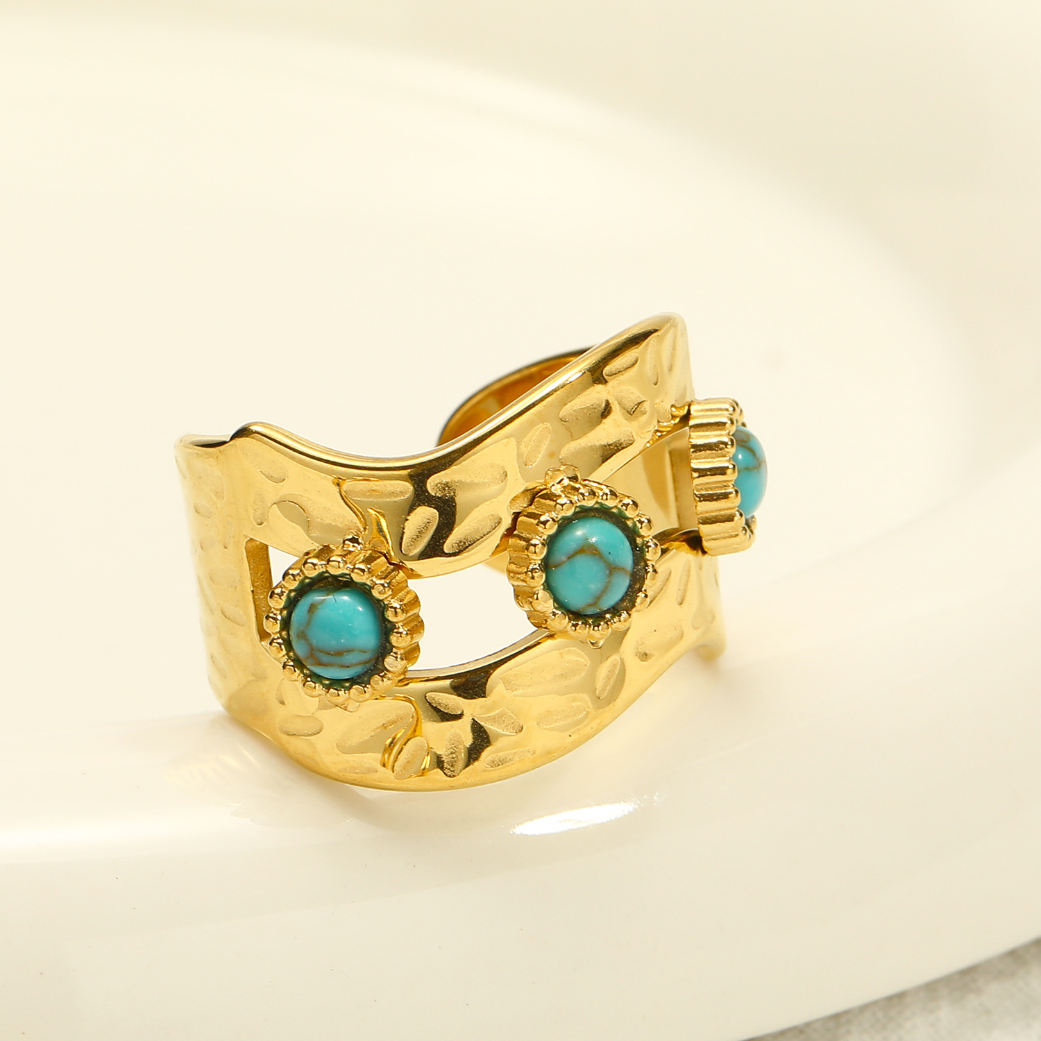 12g Weight Real Gold Plated Plating Material Open Rings Classification Adjustable Ring Size 1 Piece Quantity Casual, Daily Occasion 304 Stainless Steel Material Geometric, Color Block Pattern Women's Gender Vintage Style Style Waterproof Non Tarnish, Plating Craft Real Gold Plated Geometric Color Block 304 Stainless Steel Vintage Style Waterproof Non Tarnish Open Rings 16