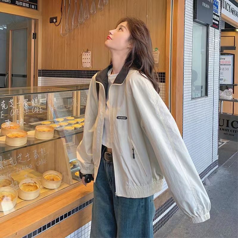情侣学院风外套女春秋2025新款韩系百搭宽松时尚立领休闲夹克上衣|undefined