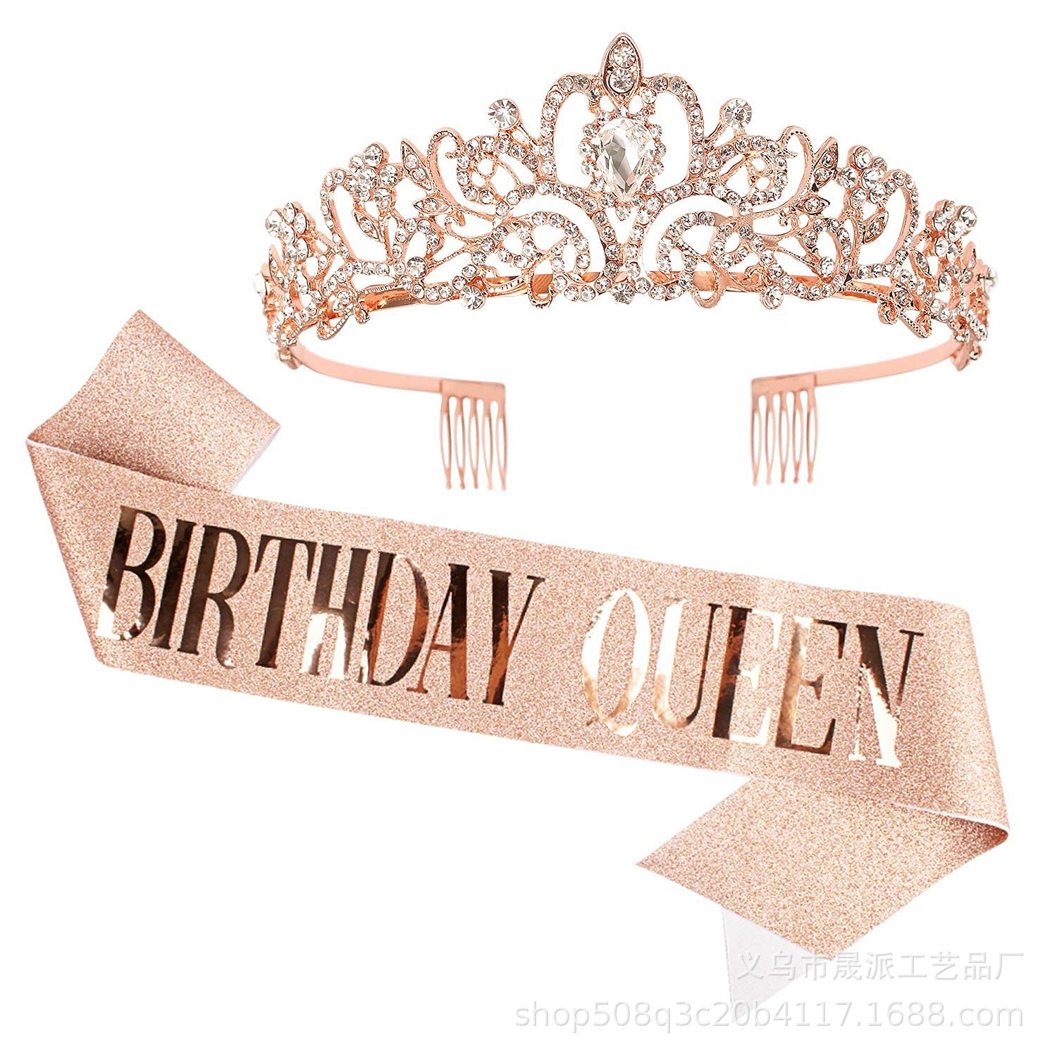 Nuevo cumpleaños reina corona ceremonial cinturón traje