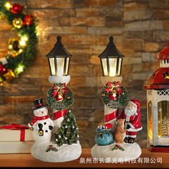 跨境爆款圣诞老人摆件发光雪人带灯树脂工艺品桌面圣诞氛围装饰品