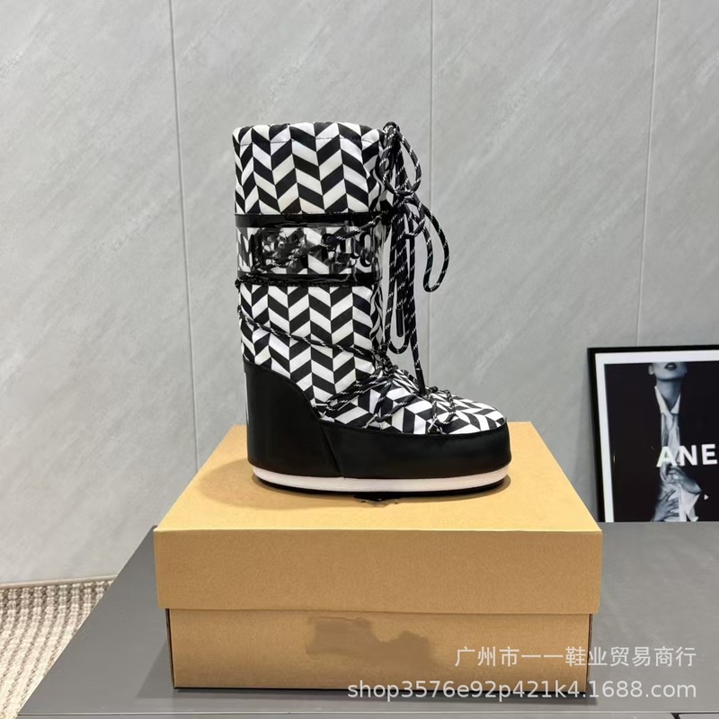 跨境秋冬月亮靴小众高级感内增高防滑保暖雪地靴可爱减龄丑萌靴潮|undefined