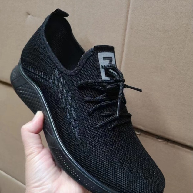 Spring Men's Single-Layer Fly-Knit Casual Sports Lace-Up Breathable Dad Shoes Old Beijing Cloth Shoes with Polyurethane Sole