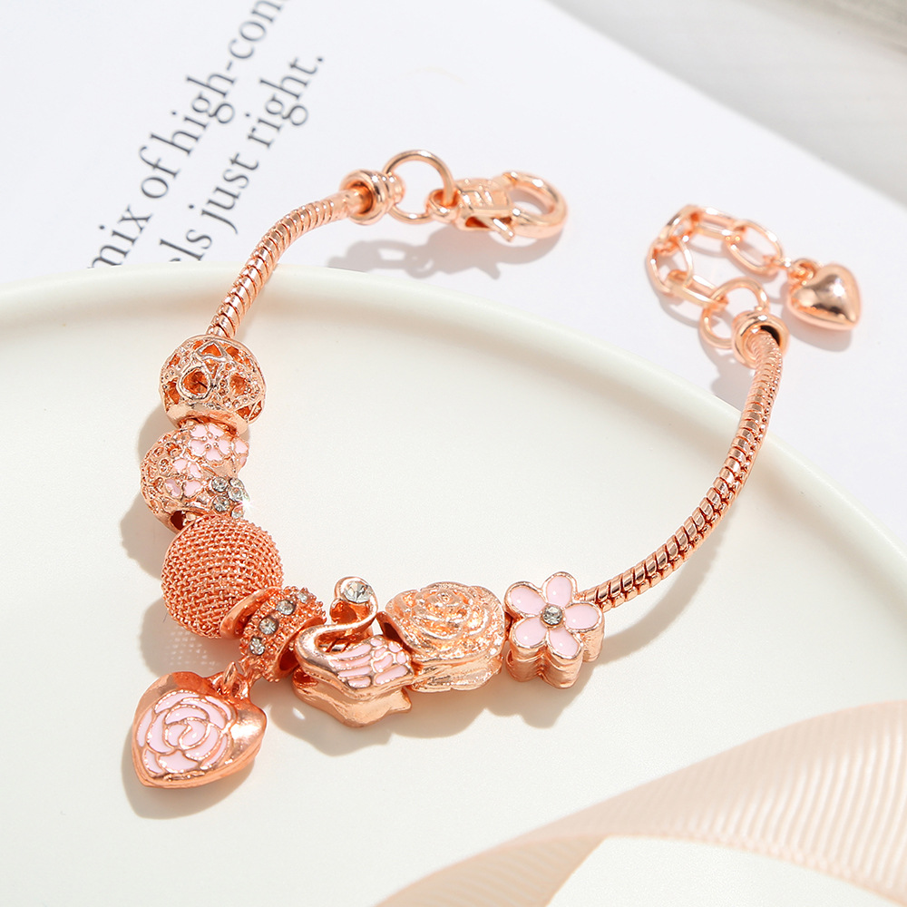 Lady Heart Shape Copper Heart Zircon Bracelets 1 Piece