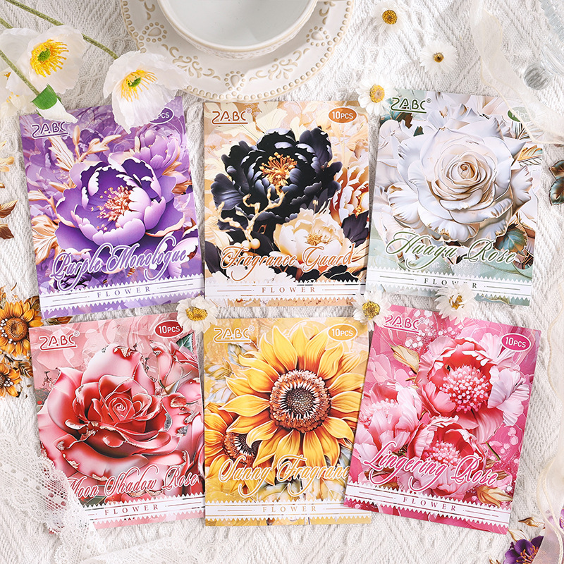 Flores en florecimiento transparentes pegatinas PET impermeables bolsas diy diario pegatinas decorativas pegatinas florales retro