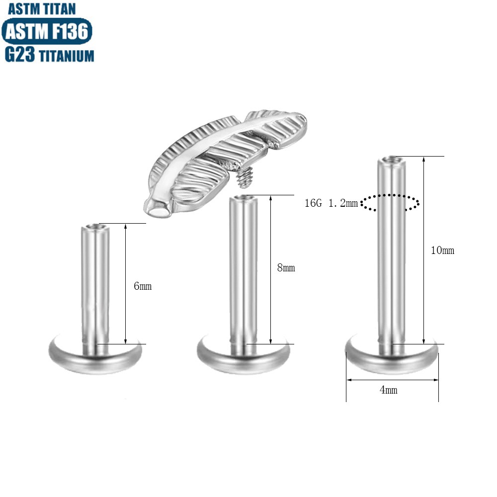 F136 Titanium Alloy Lip Ring Small Ear Nail Thread Inner Tooth Ear Bone Nail Tragus Piercing Earring Cartilage Ring Snake Lip Nail detail image 7