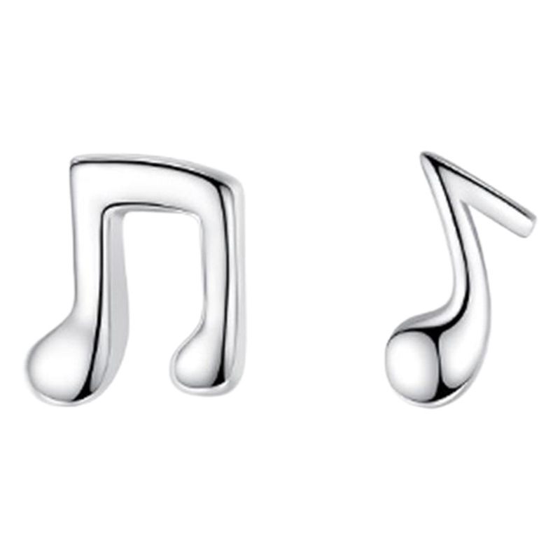 S925 plata esterlina nueva moda simple nota pendientes de las mujeres pequeño elegante Internet celebridad estilo fresco pendientes asimétricos