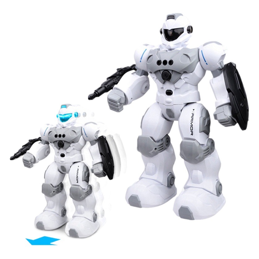 Robot programable de control remoto transfronterizo, 2.4G inalámbrico, con sensor de gestos, sonido y luz, comando de voz inteligente, modelo de juguete de policía.