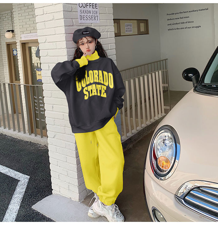 Women's Contrasting Hoodie Active Set For Autumn And Winter_voghion.com