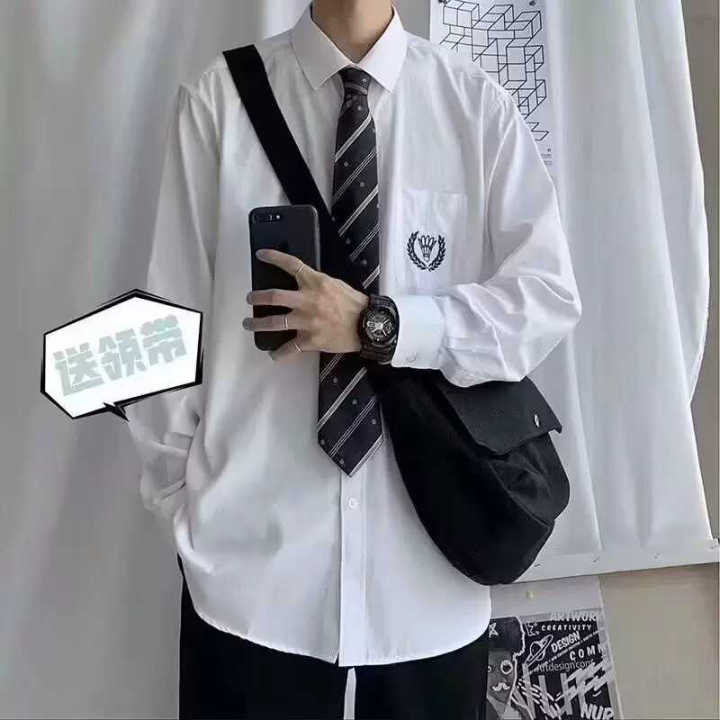 【送领带】春秋港风学生毕业服衬衫长袖男女宽松潮流青春衬衣班服