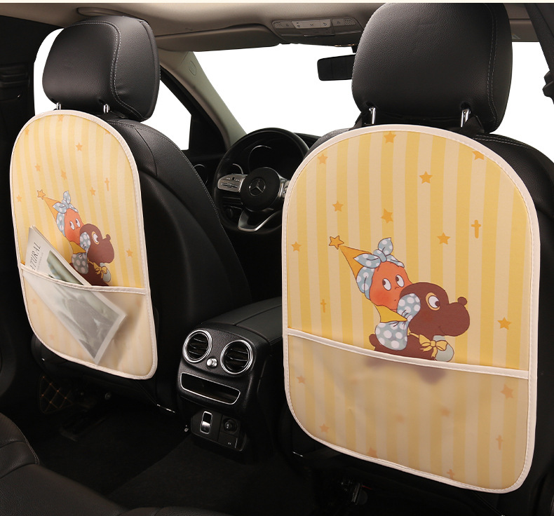 Star Man Women's Cute Cartoon Chair Back Anti-Kick Pad Car Seat Back Anti-Fouling Pad Long Style with Storage Strap
