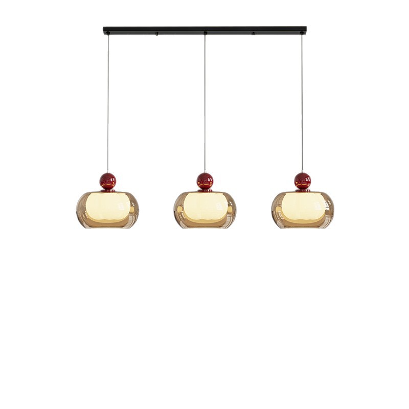 Lámpara del restaurante lujosa de alto nivel de vidrio retro francés estilo medieval creativo calabaza tres cabezas lámparas de bar de sala de estar