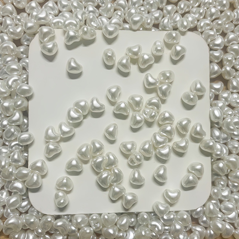 6mm 입체 모조 진주 하트-화이트
