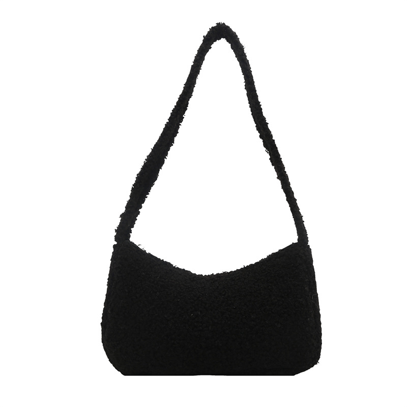 2025 primavera nueva granular cordero hombro brazo bolso de estilo coreano minimalista bolso de mujer bolso de peluche lindo mochila