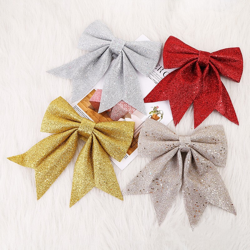Christmas Decoration Supplies Creative DIY Large Sequin Pearl Cotton Bow Wholesale Christmas Tree Hanging Ornaments Accessories