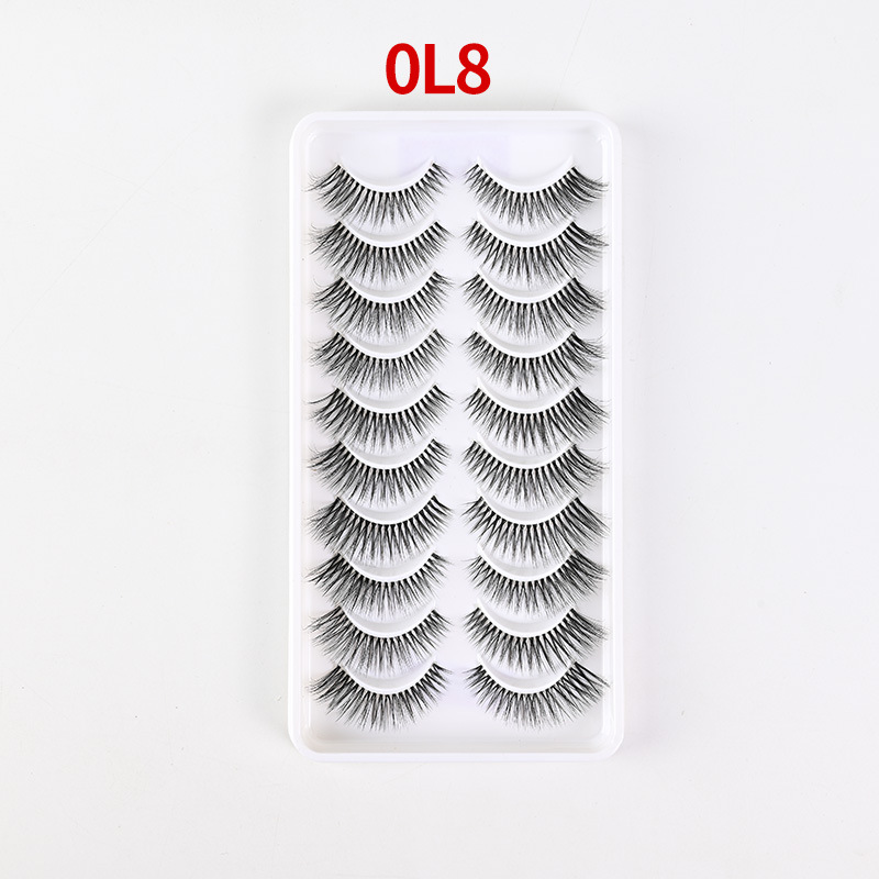 Pestañas Postizas Negras de Tallo Duro para Maquillaje de Escenario, 10 Pares, Estilo Natural y Grueso, Pestañas de Tira Completa, Venta al por Mayor, Estilo de Escenario