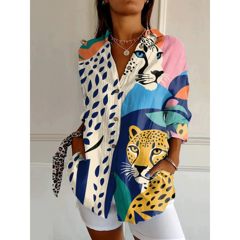 Независимая станция, модная женская рубашка с длинными рукавами в европейском и американском стиле, с заниженными плечами, с 3D цифровой печатью, осенний стиль средней длины