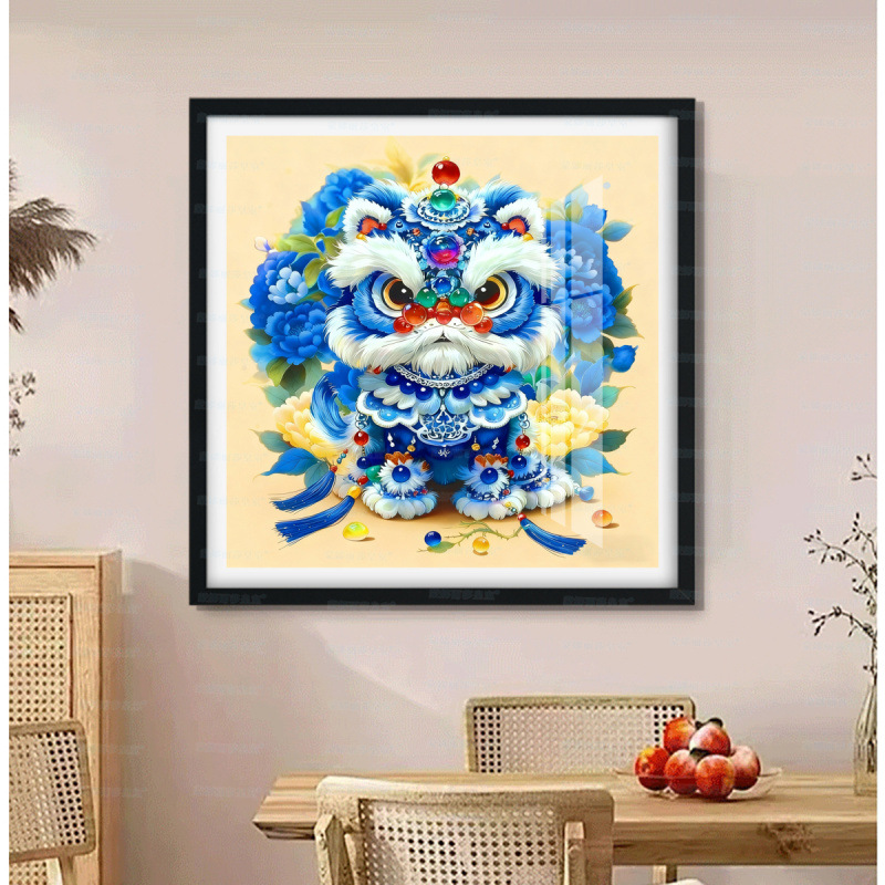 [Tela de seda antigua] Mona Lisa Real bordado cruzado Rui León Fugu imagen simple estilo chino auspicioso bordado a mano sala de estar image 2