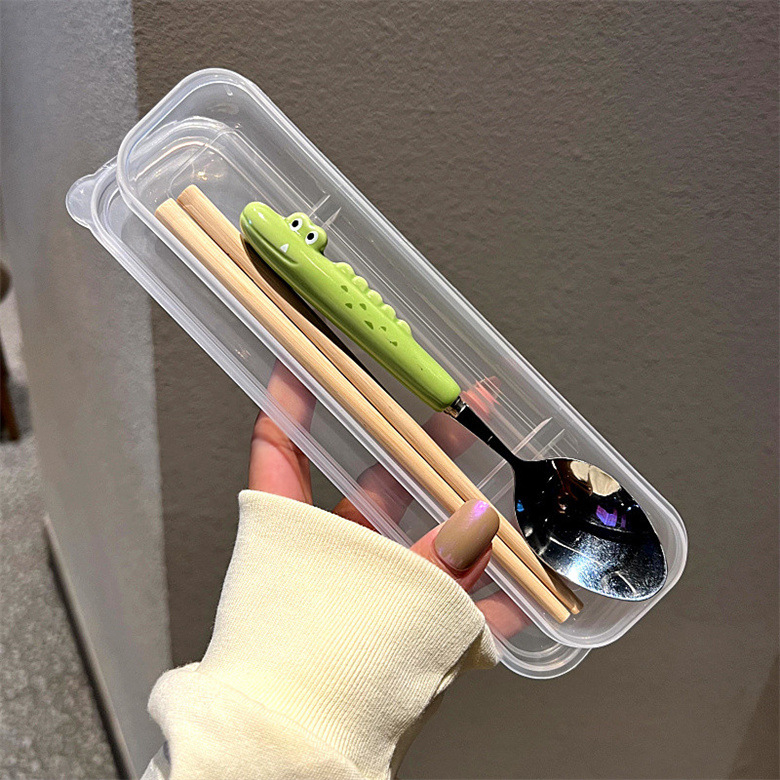 Frog, Crocodile Pattern Cartoon Cute Frog Crocodile 430 Stainless Steel Ceramics Tableware