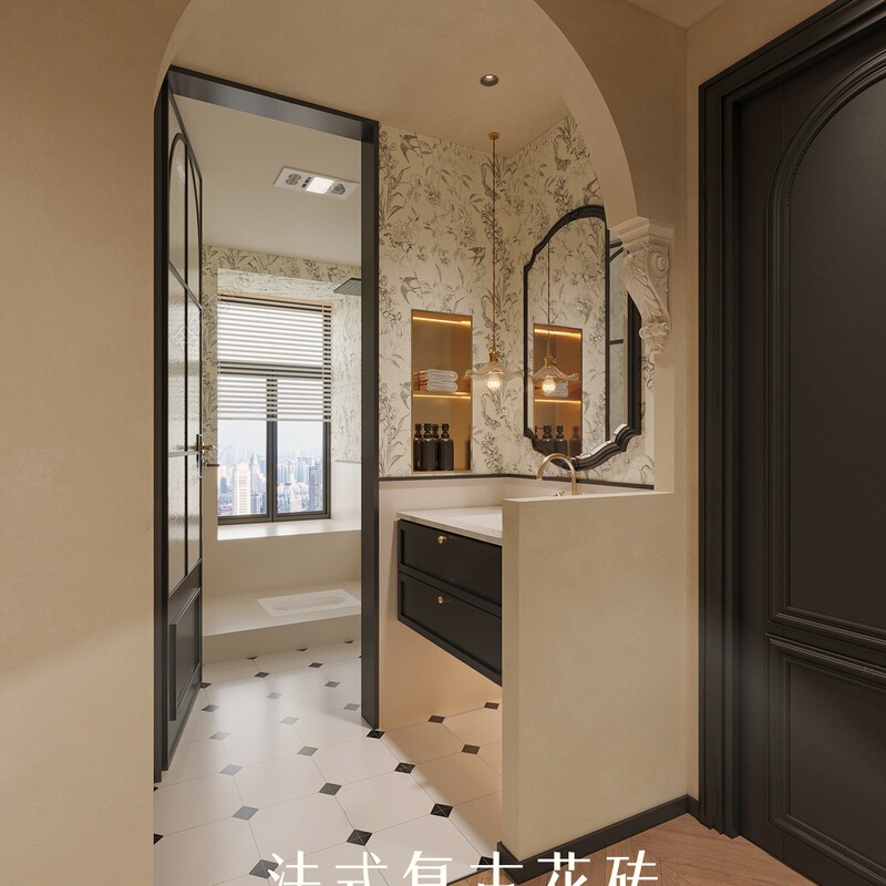 French-Style Bathroom Tiles for Bathroom, Kitchen, Balcony, Guangdong Foshan Full Tiles, Nioh Cream Style Art Small Tiles