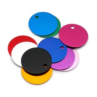 Cross-border spot round pet listing metal multi-color cat and dog anti-loss information nameplate color key chain pendant