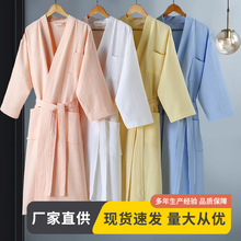 五星级酒店纯棉华夫格浴袍吸水情侣男女四季浴衣成人睡袍长款速干