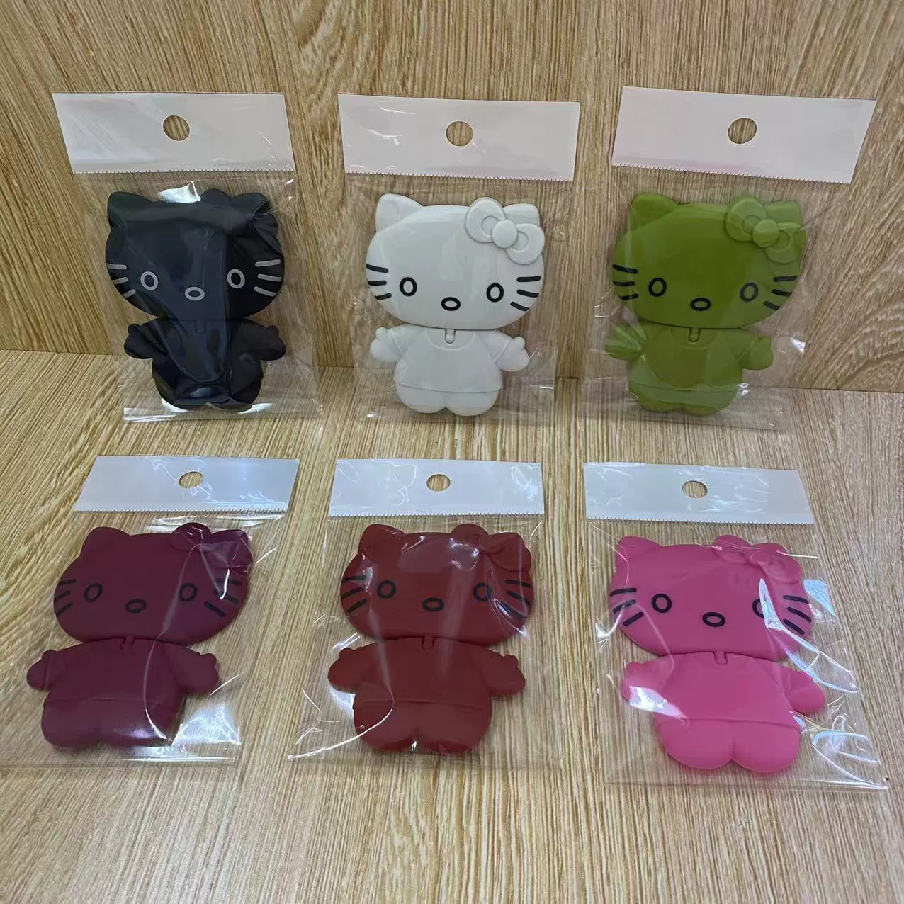 [kt猫手机支架背贴360旋转头部旋转身体可转带补妆镜子银色全电镀]