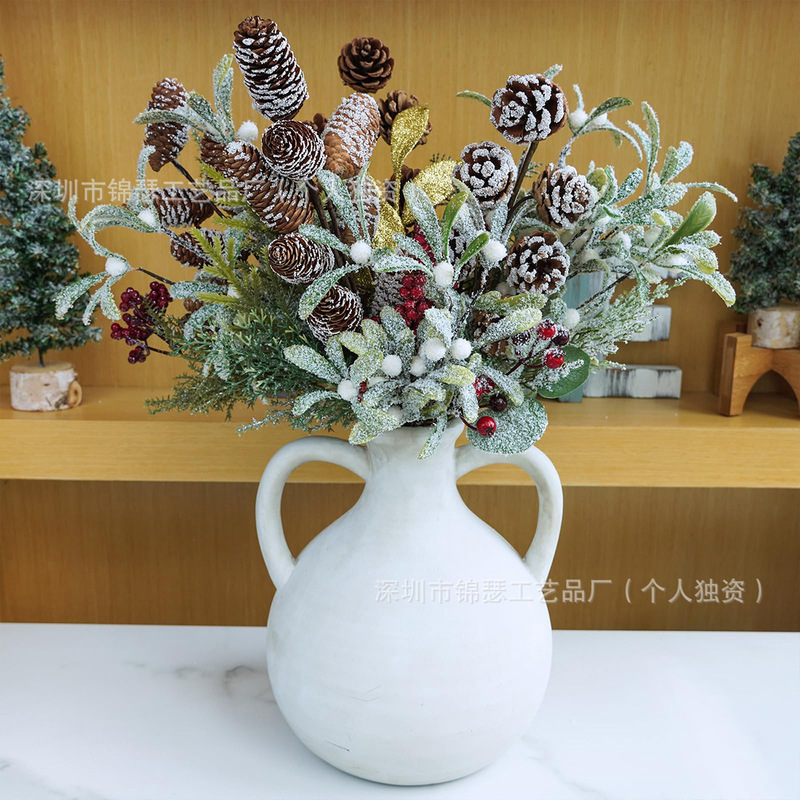 仿真落雪绿草植物圣诞装饰宴会造景假花塑料叶子仿真植物|undefined