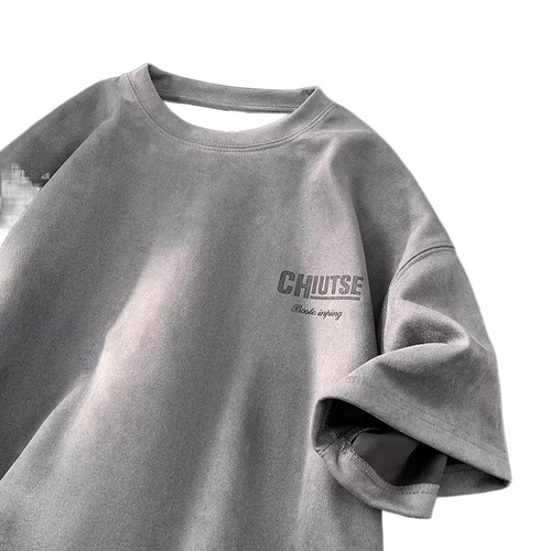 Premium-Style Short-Sleeve T-Shirt for Men, Trendy Brand, Summer American-Style High-Street Look, Loose Fit, Graffiti Design, Casual Top