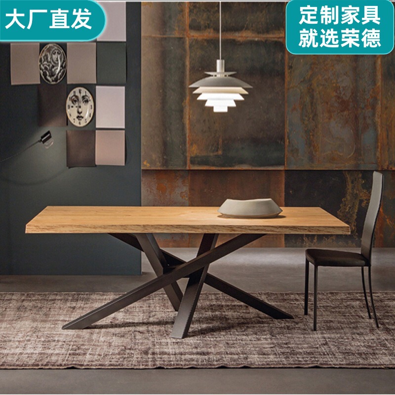 Iron solid wood dining table industrial style dining table simple modern desk computer desk creative desk long workbench Iron solid wood dining table industrial style dining table simple modern desk computer desk creative desk long workbench
